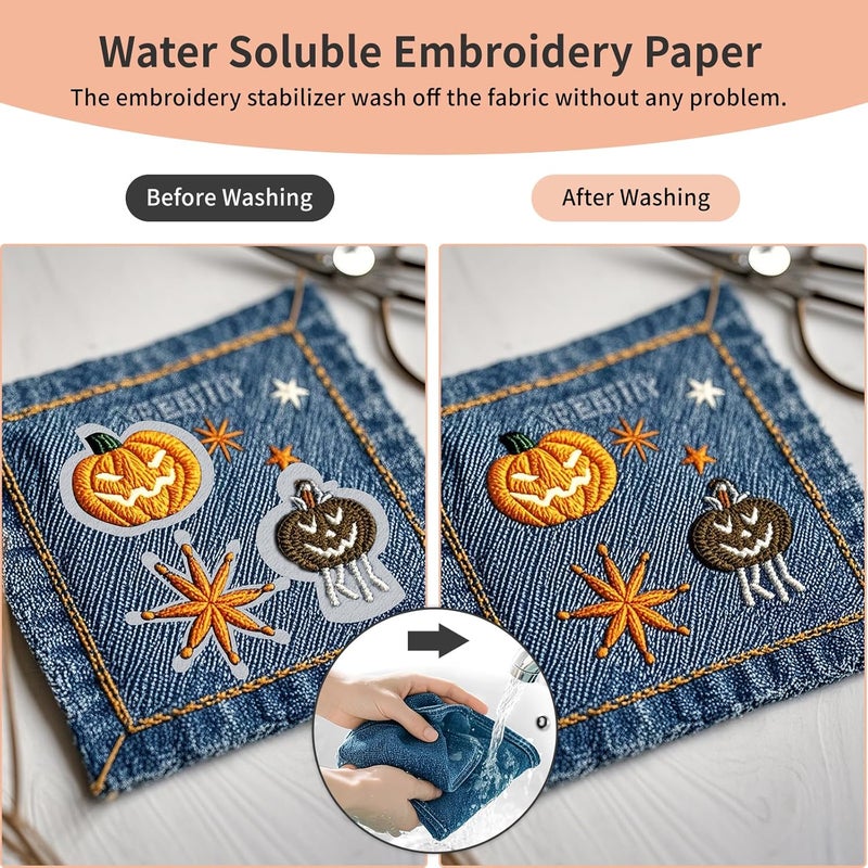 Yncotte Embroidery Paper Wash Away 8.5x11 Inch, 10 Sheets Dissolvable Embroidery Stabilizer Printable Sticky Embroidery Paper Stabilizer Allowed for Sewing Hand & Machine Embroidery - Image 4